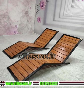 تخت کنار استخر چوبی مدرن ویلاسازه